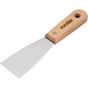 Espátula Aço Inox Lisa 1.1/2" - 38 Mm Cabo De Madeira Vonder - Caixa Com 4 Unidade
