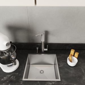 Cuba 35X35 Pia Inox Cozinha C/ Válvula Luxo Com Acessórios