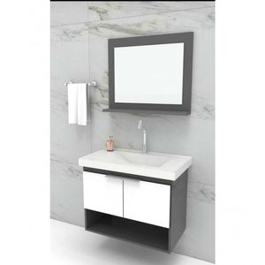 Armario Banheiro 60cm Kit Slim - Branco/grafite - Fimap