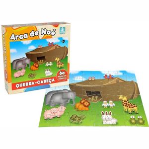 Quebra-cabeça Em Madeira - Arca De Noé - 60 Peças