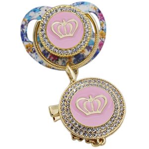 Chupeta Luxo Coroa Com Clipes De Corrente Bling Gpk454-06