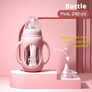 Mamadeira De Vidro Dupla Pink 240ml Cup Head