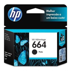 Cartucho De Tinta Hp 664, Preto, Original 2Ml - F6V29Ab