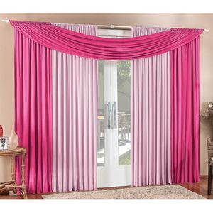 Cortina Alana Para Varão Tecido Malha Gel 3,00 Metros X 2,50 Metros Alt - Pink e Rosa