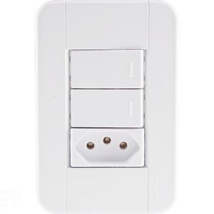 Conjunto 4x2 Com 2 Interruptores Simples 10 A 250 V E 1 Tomada 2p+t 20 A 250 V Tablet Bra