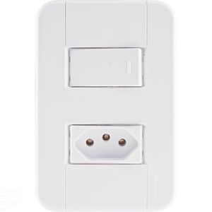 Conjunto 4x2 Com 1 Interruptor Simples 10 A 250 V E 1 Tomada 2p+t 20 A 250 V Tablet Branc