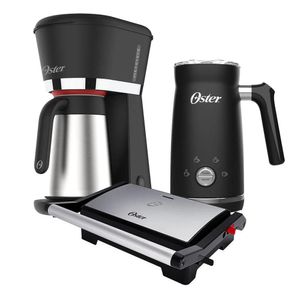 Kit Black Inox Oster Cafeteira Espumador De Leite Mini Grill 220V