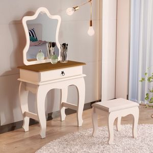 Penteadeira Infantil Laila Com Banqueta Pérola Nature