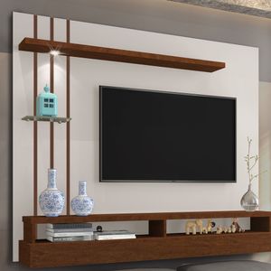 Painel Para Tv Jordano Off White E Canela