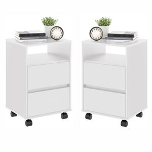 Conjunto Mesa De Cabeceira Com Rodízios Nadi Branco