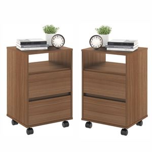 Conjunto Mesa De Cabeceira Com Rodízios Nadi Montana