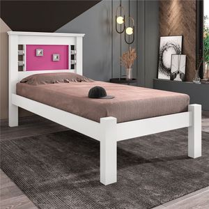 Cama Solteiro Buran Branco E Rosa