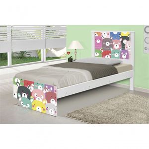 Cama Solteiro Adesivada Ursinhos Coloridos Com Colchão