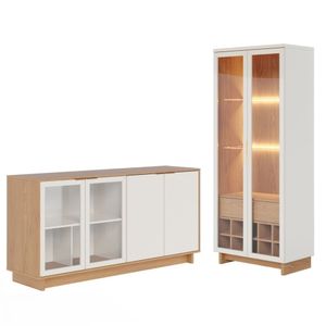 Jogo De Cristaleira E Buffet Lucca Off White Freijo