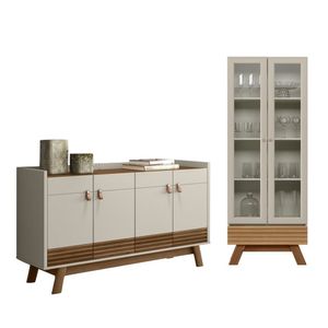 Jogo De Buffet 1.6 Com Cristaleira Ripada Freijo Off White