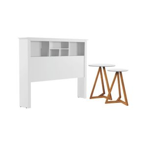 Jogo De Cabeceira Com Mezanino Lateral Cambridge Branco