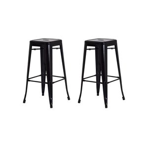 2 Banquetas Tolix Iron Design Industrial Preta 76 Cm Aço