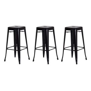 3 Banquetas Tolix Iron Design Industrial Preta 76 Cm Aço