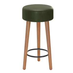 Banqueta Baixa Cozinha Estofada Com Pés De Madeira Verde