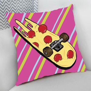 Almofada Cheia C/ Zíper 25x25 Skate Sk8 Skate Pizza