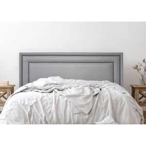 Cabeceira Queen Estofada Para Cama Box Com Tachas 160x60cm Reta Luxo Dupla Cinza/fumê