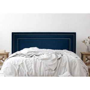 Cabeceira Casal Estofada Para Cama Box Com Tachas 140x60cm Reta Luxo Dupla Azul/prata