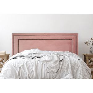 Cabeceira King Estofada Para Cama Box Com Tachas 193x60cm Reta Luxo Dupla Rosê/fumê