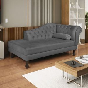 Diva Recamier Dora 130cm Lado Esquerdo Linho Cinza Escuro