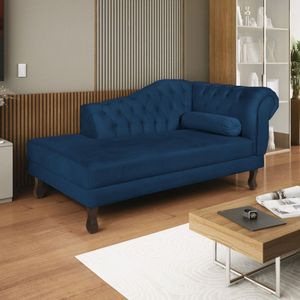 Diva Recamier Dora 140cm Lado Esquerdo Suede Azul Marinho