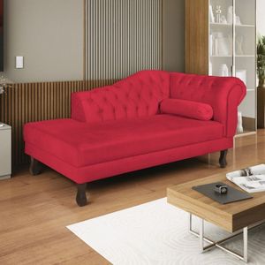 Diva Recamier Dora 130cm Lado Esquerdo Suede Vermelho