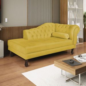 Diva Recamier Dora 130cm Lado Esquerdo Suede Amarelo