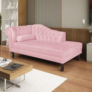 Diva Recamier Dora 160cm Lado Direito Suede Rosa Bebê