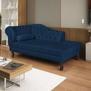 Diva Recamier Dora 160cm Lado Direito Suede Azul Marinho
