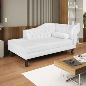 Diva Recamier Dora 130cm Lado Esquerdo Suede Branco