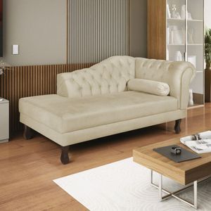 Diva Recamier Dora 130cm Lado Esquerdo Suede Bege