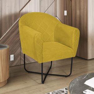 Poltrona Base X Suede Herrera Amarelo