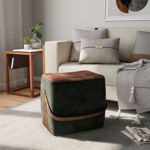 Puff Em Veludo Bag Verde Musgo/marrom