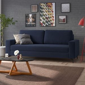 Sofá Em Linho 174cm Loft Azul Marinho