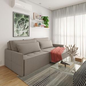 Sofá Em Linho 180cm Boss Cinza/marrom