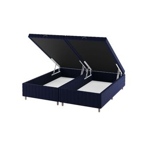 Base Box Baú Queen Ibiza 35cm 1,98m 1,58m Turkey Azul