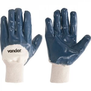 Luva De Malha Com Borracha Nitrílica Cor Azul Tamanho 10 Vonder - Caixa Com 3 Unidade - Azul