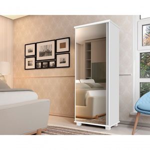 Multiuso Com Espelho 186Cm Quarto Solteiro Cor Branco