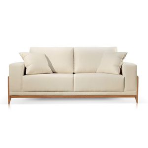 Sofá 3 Lugares Fixo Living Bellagio Veludo Bege Claro 01 2,10m