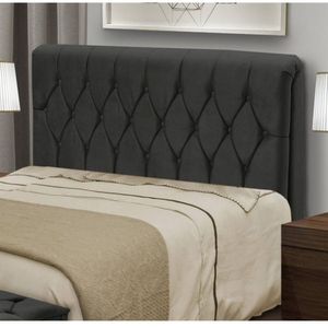 Cabeceira Casal 140cm Capitone Istambul Dobuê Preto