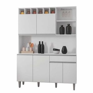 Armário Cozinha Compacta 6 Portas Alice 130Cm Branco 1908