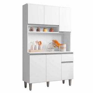 Armário Cozinha Compacta 6 Portas Marcia 105Cm Branco 1902