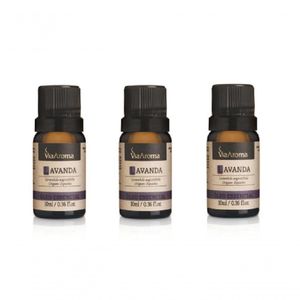 Óleo Essencial De Lavanda - 3 Unidades Via Aroma 10 Ml Cada