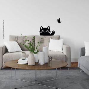 Gatinho E Borboleta- Adesivo Vinílico De Parede