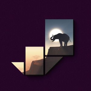 Elefante Na Savana - Quadro Ou Placa Com 4 Peças 15mm