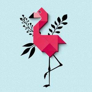 Flamingo - Entre Quadros E Adesivo De Parede - 13 Pçs